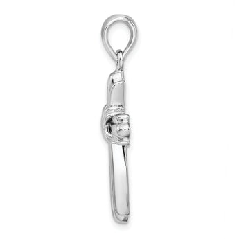 De-Ani Sterling Silver Rhodium-Plated with X-Center Budded Cross Pendant