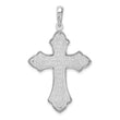 De-Ani Sterling Silver Rhodium-Plated Fleur de Lis with Poem on Reverse Cross Pendant