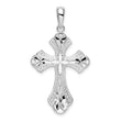 De-Ani Sterling Silver Rhodium-Plated Diamond-Cut Fleur de Lis Cross Pendant