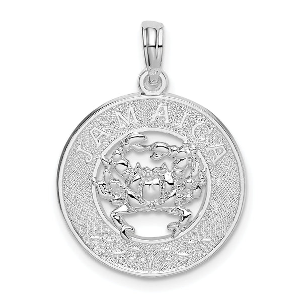 De-Ani Sterling Silver Rhodium-Plated Jamaica Round Circle with Crab Pendant