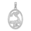 De-Ani Sterling Silver Rhodium-Plated Jamaica Oval Bird and Flower Pendant