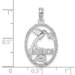De-Ani Sterling Silver Rhodium-Plated Jamaica Oval Bird and Flower Pendant