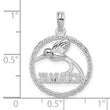 De-Ani Sterling Silver Rhodium-Plated Polished Jamaica Round Circle with Bird Pendant