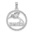 De-Ani Sterling Silver Rhodium-Plated Polished Jamaica Round Circle with Bird Pendant