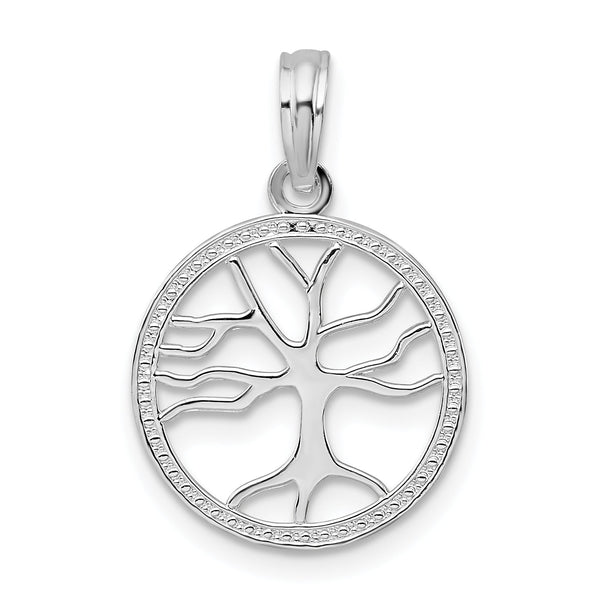 De-Ani Sterling Silver Polished Cut-Out Tree of Life Pendant
