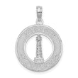 De-Ani Sterling Silver Rhodium-Plated Mystic Connecticut Circle with Lighthouse Pendant