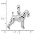 De-Ani Sterling Silver Rhodium-Plated Textured 3D Airedale Terrier Pendant