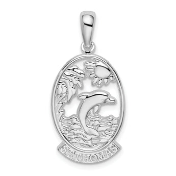 De-Ani Sterling Silver Rhodium-Plated St. Thomas Dolphin Sunset Pendant