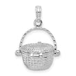 De-Ani Sterling Silver Rhodium-Plated Moveable 3D Nantucket Basket Pendant