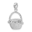 De-Ani Sterling Silver Rhodium-Plated Moveable 3D Nantucket Basket Pendant