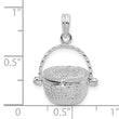 De-Ani Sterling Silver Rhodium-Plated Moveable 3D Nantucket Basket Pendant