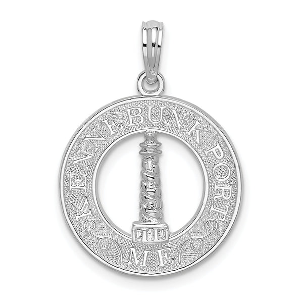 De-Ani Sterling Silver Rhodium-Plated Kennebunkport Circle with Lighthouse Pendant
