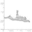 De-Ani Sterling Silver Rhodium-Plated Polished 3D Male Scuba Diver Pendant