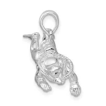 De-Ani Sterling Silver Rhodium-Plated Polished 3D Female Scuba Diver Pendant