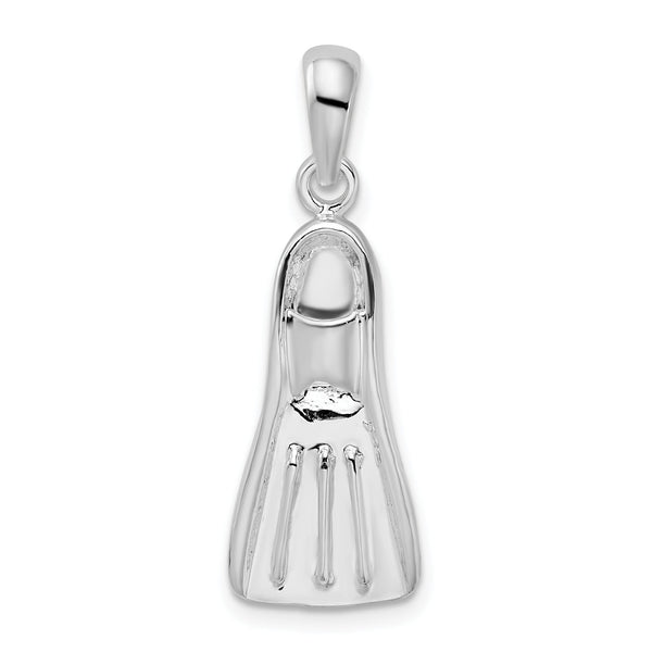 De-Ani Sterling Silver Rhodium-Plated Polished 3D Scuba Flipper Pendant