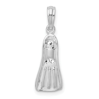De-Ani Sterling Silver Polished 3D Scuba Flipper Pendant