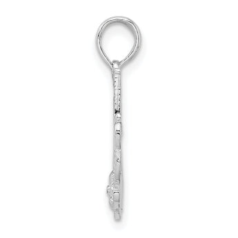 De-Ani Sterling Silver Rhodium-plated Polished #1 Mom with Flower Pendant