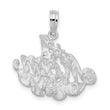 De-Ani Sterling Silver Rhodium-plated Polished #1 Mom with Flower Pendant