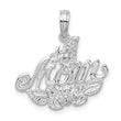 De-Ani Sterling Silver Rhodium-plated Polished #1 Mom with Flower Pendant