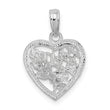 De-Ani Sterling Silver Rhodium-Plated Polished #1 Sister with Flower Heart Pendant