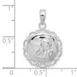 De-Ani Sterling Silver Rhodium-Plated Polished Scalloped Edge Angel Pendant