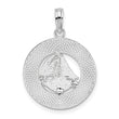 De-Ani Sterling Silver Rhodium-Plated Pentwater Michigan Circle with Sailboat Pendant
