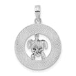 De-Ani Sterling Silver Rhodium-Plated Pentwater Michigan Circle with Turtle Pendant