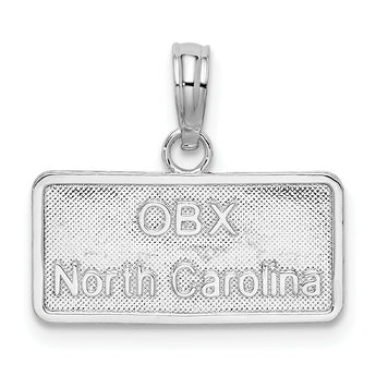 De-Ani Sterling Silver Rhodium-Plated OBX North Carolina License Plate Pendant