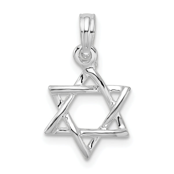De-Ani Sterling Silver Polished 3D Cut-Out Star of David Pendant