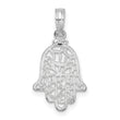 De-Ani Sterling Silver Rhodium-Plated Polished Cut-Out Hamsa Pendant