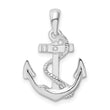 De-Ani Sterling Silver Rhodium-Plated Polished Anchor with Rope Pendant