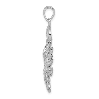 De-Ani Sterling Silver Rhodium-Plated Polished Maine Lobster Pendant