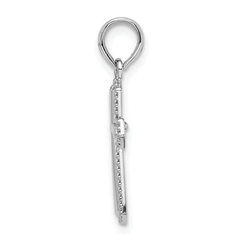 De-Ani Sterling Silver Polished Beaded Passion Cross Pendant