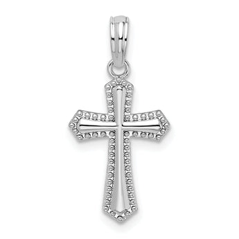 De-Ani Sterling Silver Polished Beaded Passion Cross Pendant