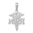 De-Ani Sterling Silver Rhodium-Plated Polished RN Caduceus Pendant