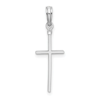 De-Ani Sterling Silver Rhodium-Plated Polished Thin Latin Cross Pendant