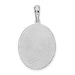 De-Ani Sterling Silver Rhodium-Plated Textured Flamingos with Palm Tree Oval Pendant