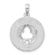 De-Ani Sterling Silver Rhodium-Plated Polished Sanibel Circle with Dolphins Pendant
