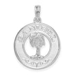 De-Ani Sterling Silver Rhodium-Plated Polished Sanibel Circle with Palm Tree Pendant