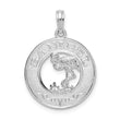 De-Ani Sterling Silver Rhodium-Plated Polished Sanibel Circle with Flamingo Pendant