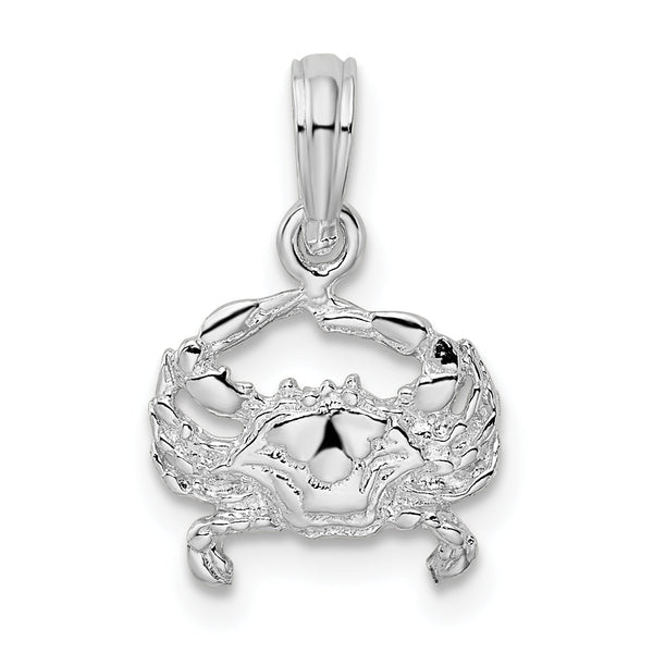 De-Ani Sterling Silver Rhodium-Plated Polished Blue Crab Pendant