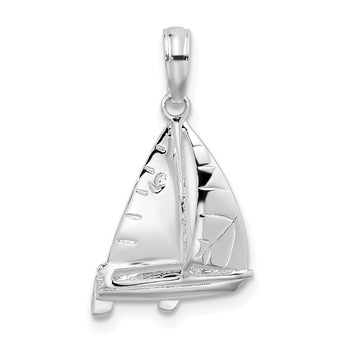De-Ani Sterling Silver Rhodium-Plated Polished 3D Sailboat Pendant
