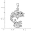 De-Ani Sterling Silver Rhodium-Plated Polished Jumping Bass Fish Pendant