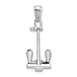 De-Ani Sterling Silver Rhodium-Plated Polished 3D Large Navy Anchor Pendant