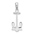 De-Ani Sterling Silver Rhodium-Plated Polished 3D Navy Anchor Pendant