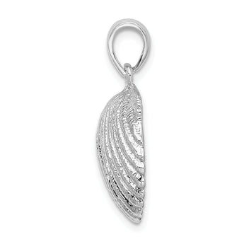 De-Ani Sterling Silver Rhodium-Plated Polished Scallop Shell Pendant
