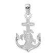 De-Ani Sterling Silver Rhodium-Plated Polished Anchor with Sea Turtle Pendant
