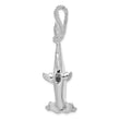 De-Ani Sterling Silver Rhod-plated Polished 3D Hammerhead Shark Pendant