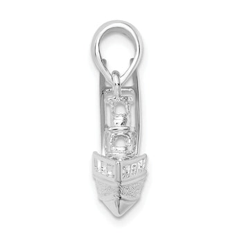 De-Ani Sterling Silver Rhodium-Plated Polished 3D Sportfishing Boat Pendant