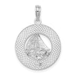 De-Ani Sterling Silver Rhodium-Plated Mystic Connecticut Circle with Sailboat Pendant